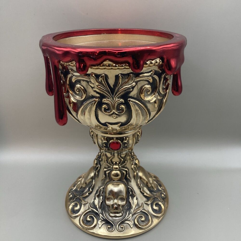Bath and Body Works Gold Blood Drip Chalice 3 Wick Halloween Candle Holder 2023 - Picture 4 of 9